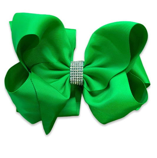 Green 6.5 Inch Rhinestone Bow