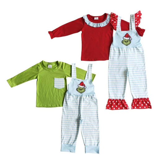 Grinch Overall Jumpsuit Set Sibling