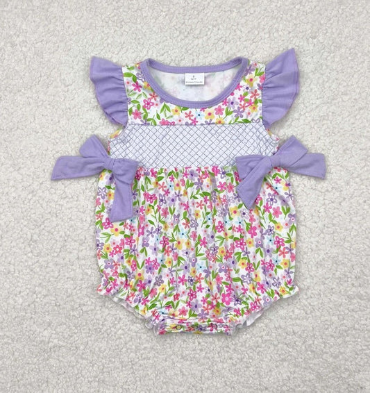 Purple Floral Bubble Romper
