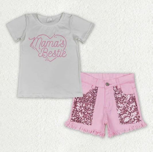 Mama's Bestie Denim Short Set