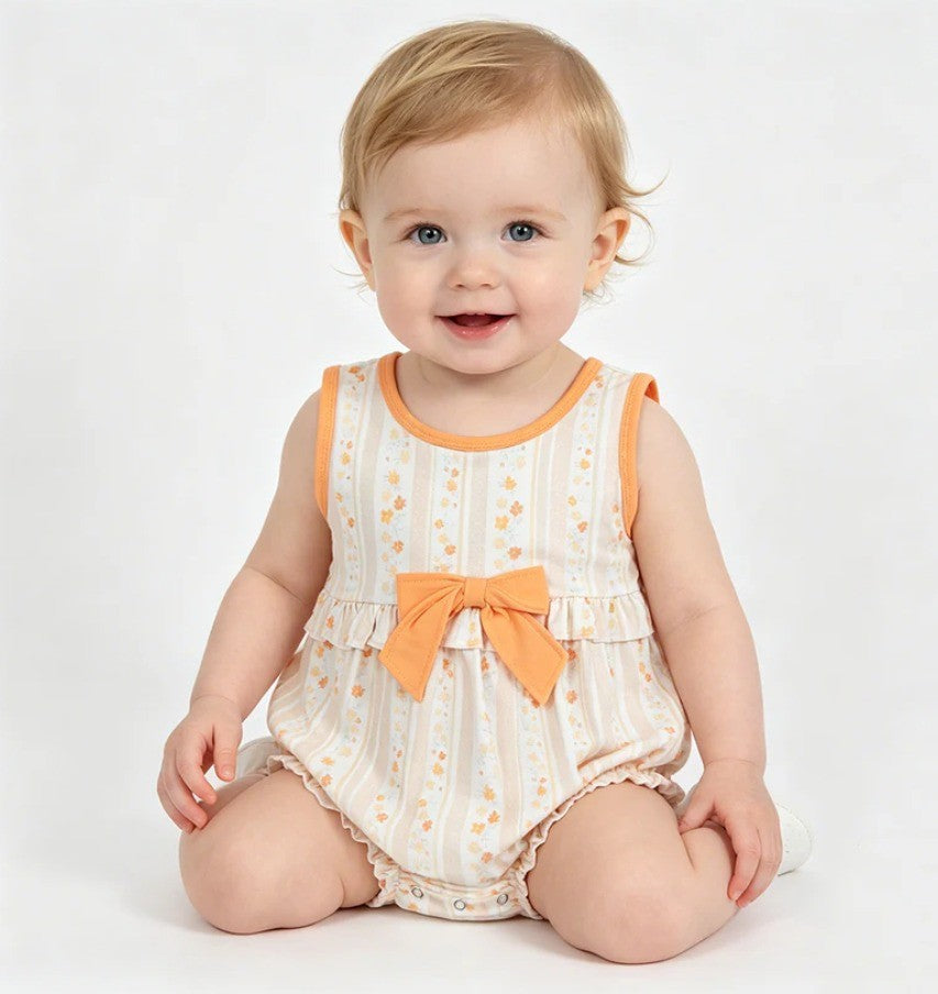 Orange Floral Bubble Romper