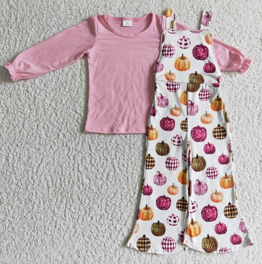 Pink Pumpkin Overall Set
