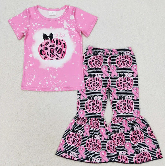 Pink Cancer Awareness Pumpkin  Bell Set