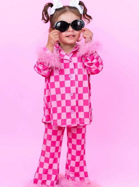 Pink Check Fir Pajama Set