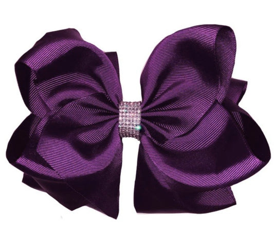 Plum purple 6.5 Rhinestone Bow