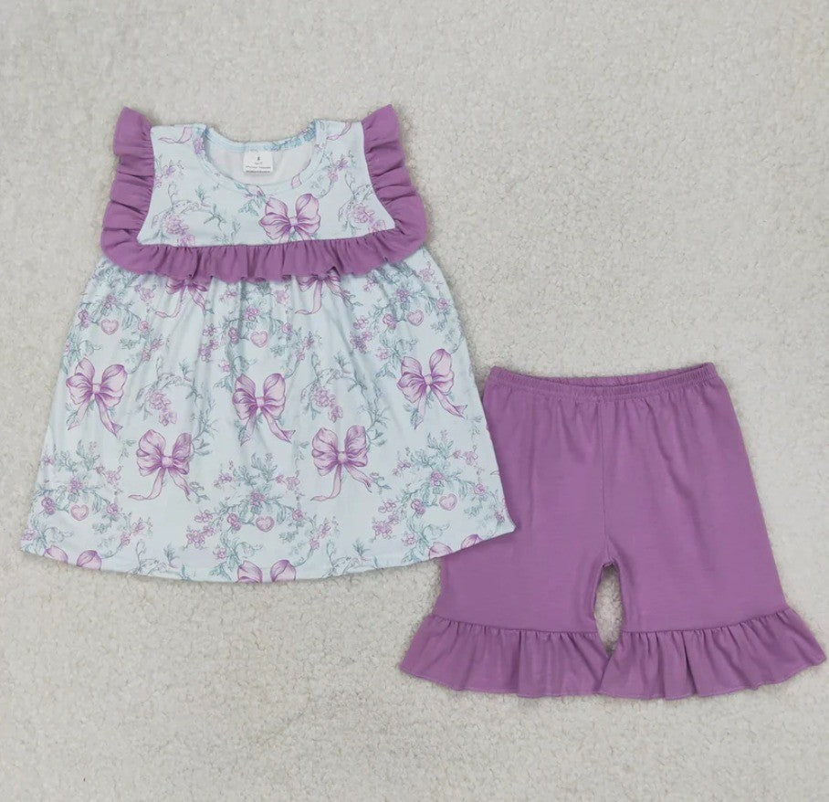 Purple Floral Bow Set