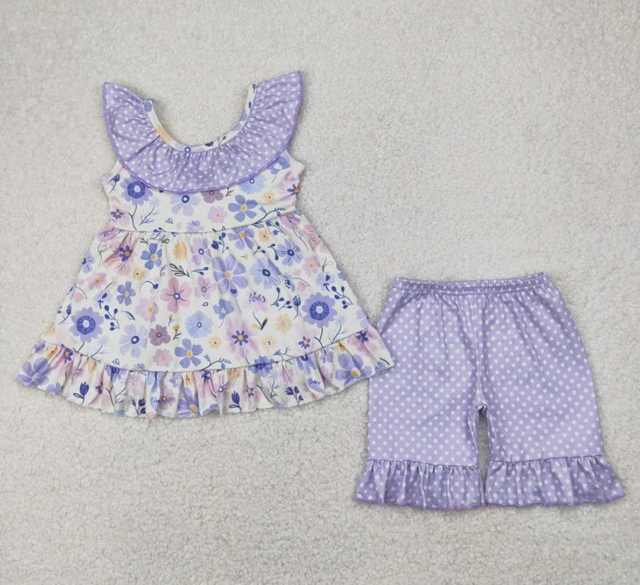 Purple Floral Romper Short Set Collection
