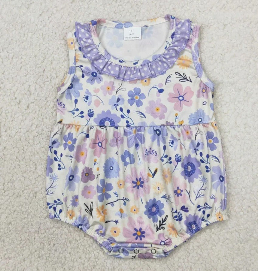 Purple Floral Romper Short Set Collection