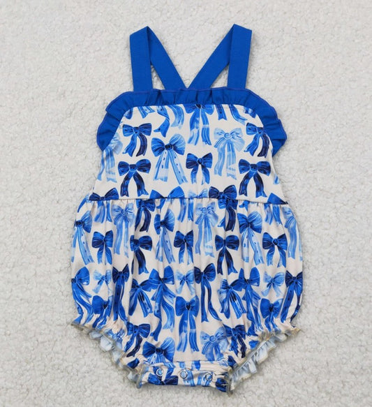 Blue Bow Bubble Romper