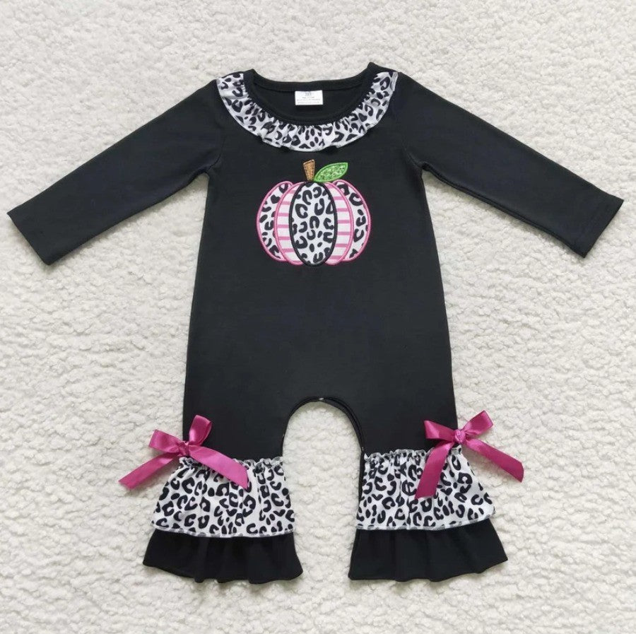 White Cheetah Pumpkin Romper