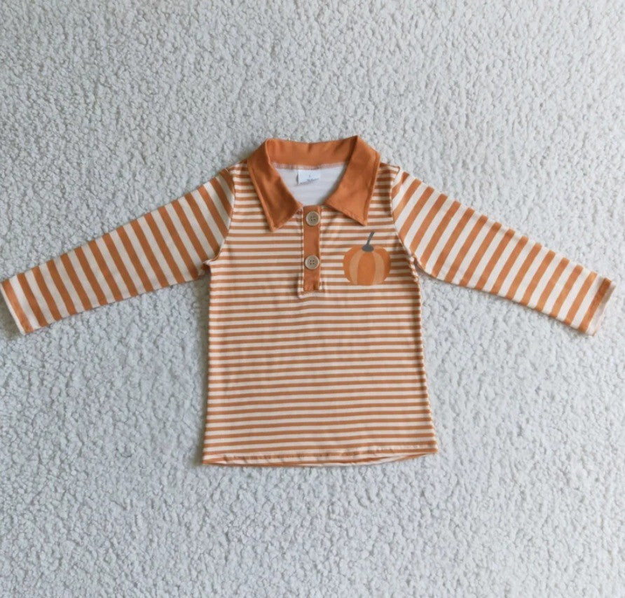 Striped Pumpkin Pullover Top