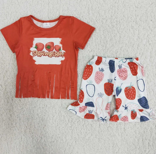 Berry Fringe Short Set