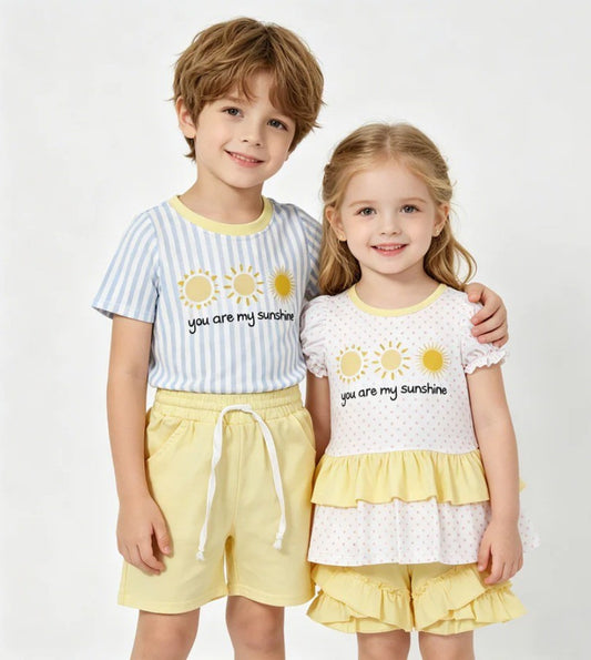 You Are My Sunshine Sibling Short Set