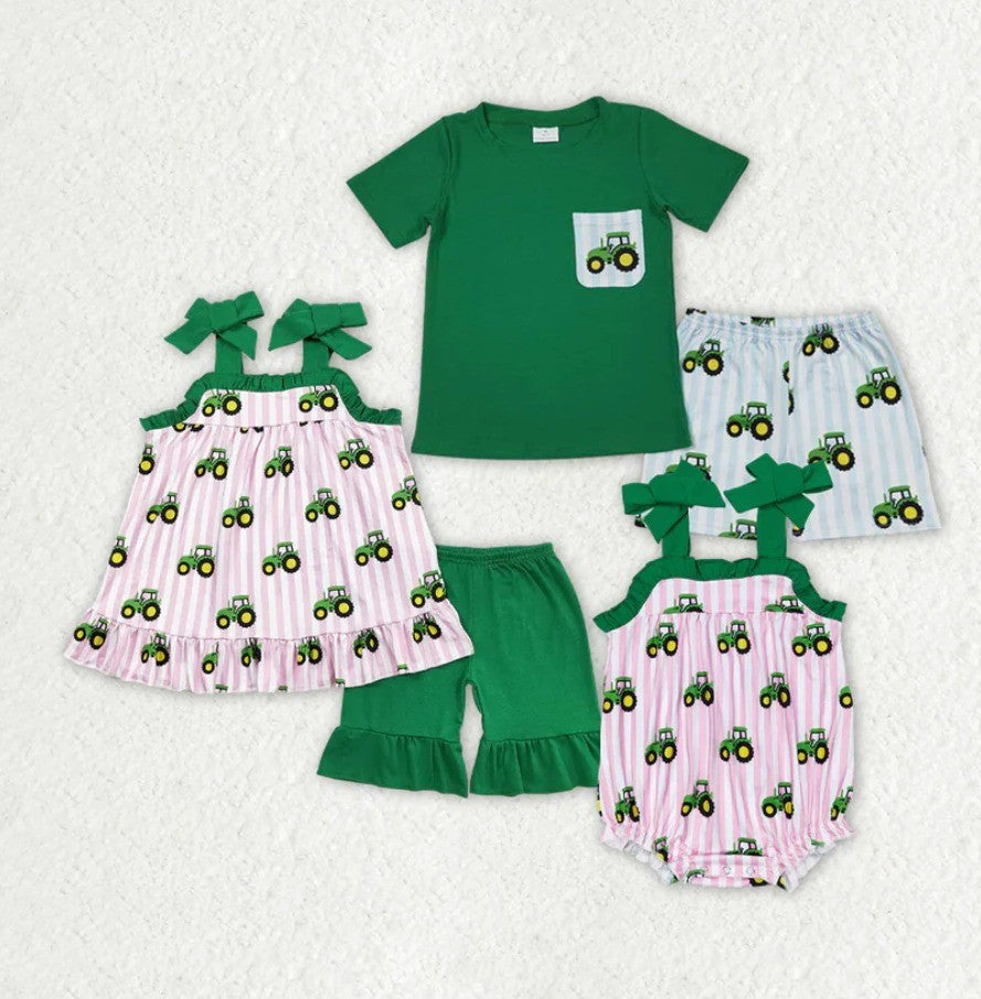 Green Tractor Sibling Set