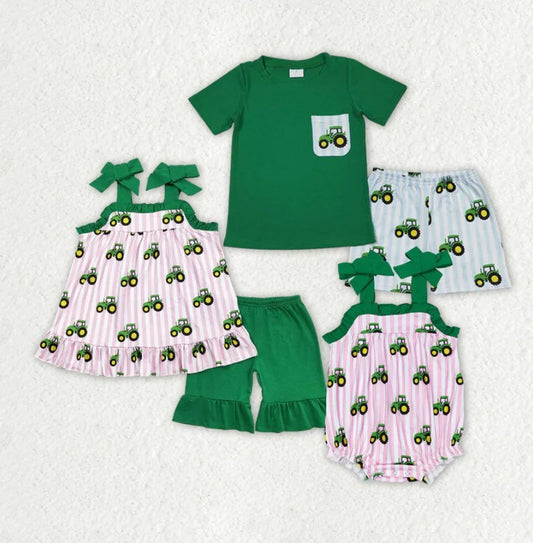 Green Tractor Sibling Set
