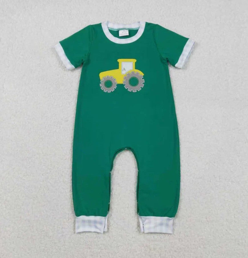 Embroidered Tractor Sibling Set