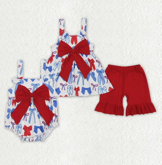 Coquette Bow Patriotic Set Romper