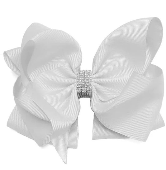 White 6.5 Inch Rhinestone Bow