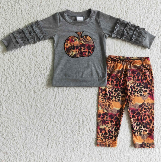 Embroidered Dark Cheetah Pumpkin Legging Set