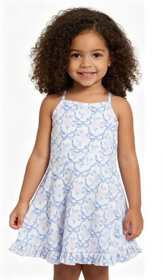 Blue Coquette Bow Yoga Dress Skort