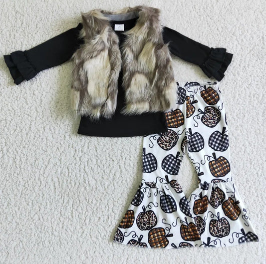 Cheetah & Plaid Pumpkin Set with Vest 3 pc set