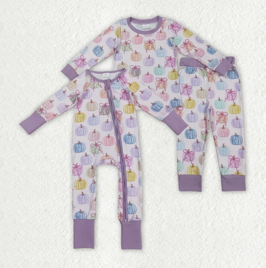 Purple Pumpkin Pajama Romper Collection