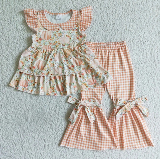 Vintage Style Floral & Gingham Pumpkin Set
